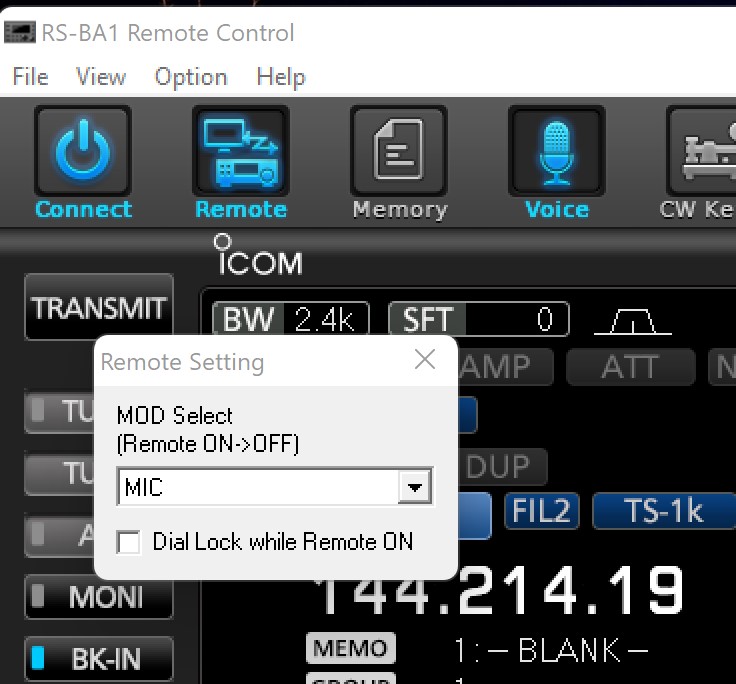 RS-BA1 Mic Setting for Remote Input