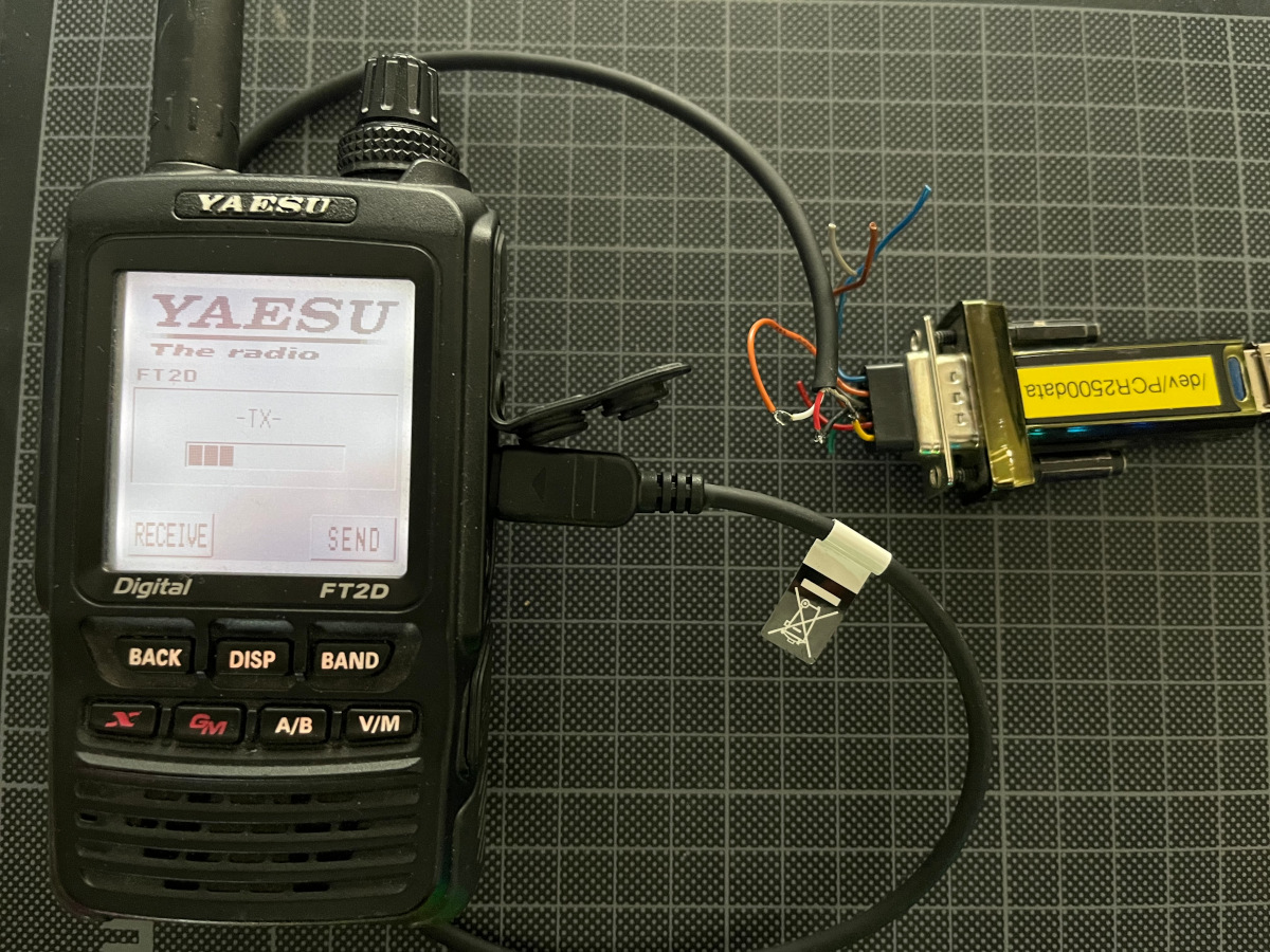 Test setup with FT232 based USB serial adapter