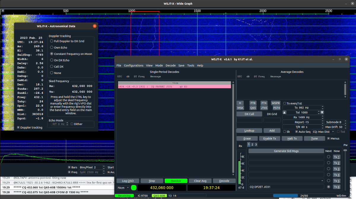Q65 signal by PA0BAT received in JO31