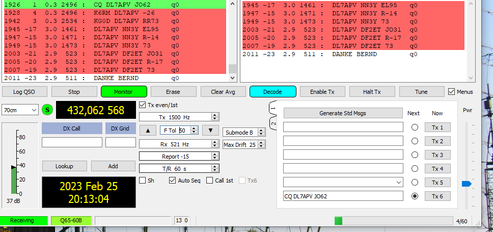 Screenshot from our QSO on DL7APV’s end