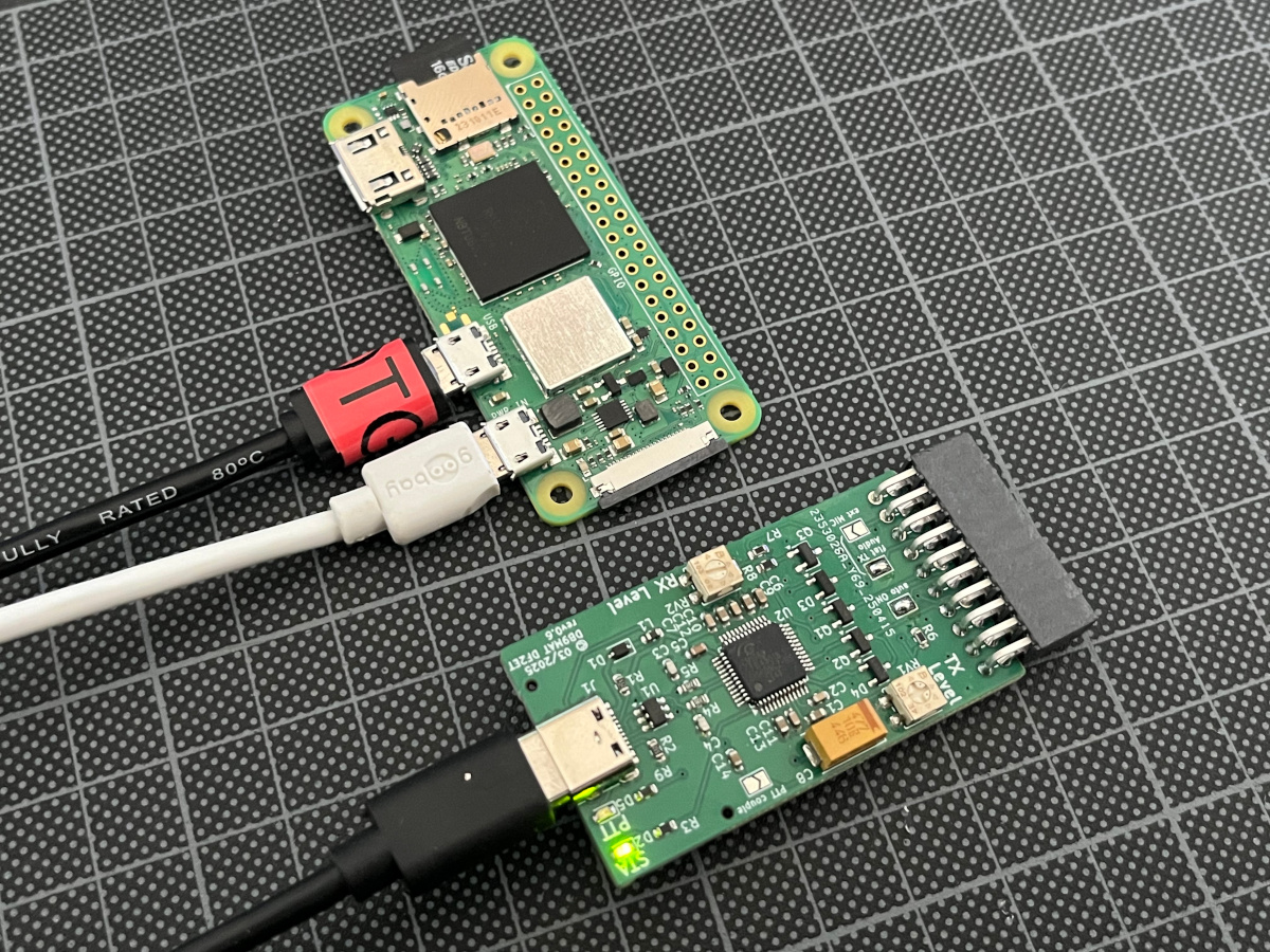 DingleBop USB-C connected to Raspberry Pi Zero 2 W via modified USB-C OTG cable