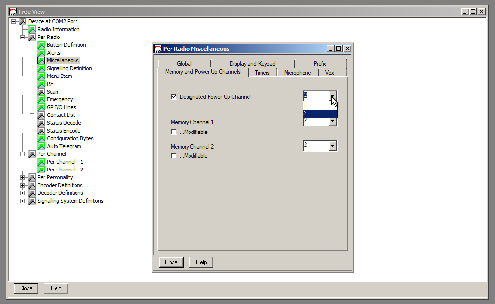 Configuring the Designated Power Up Channel