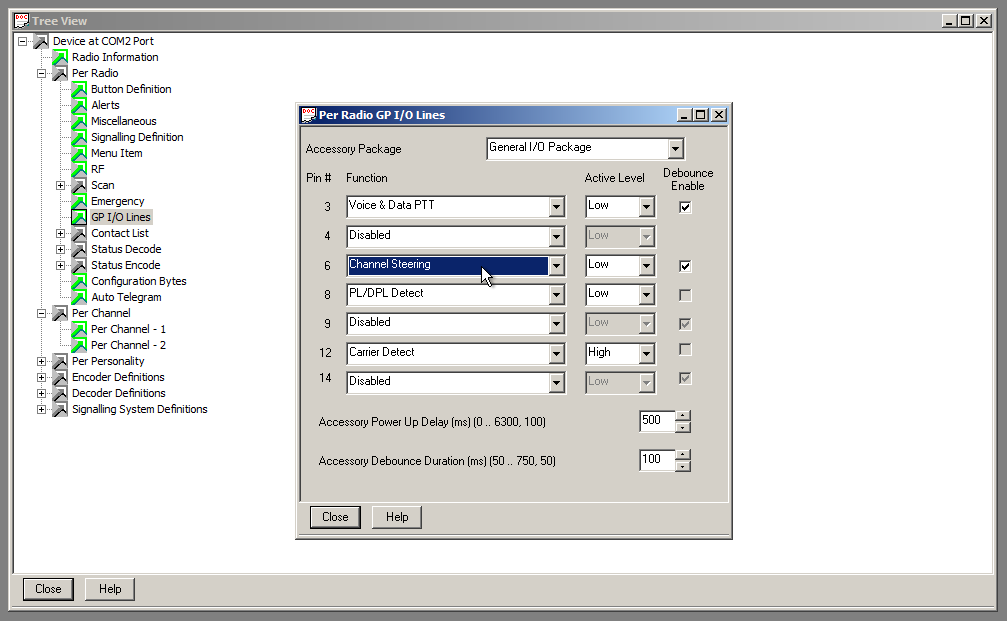 Channel Steering Feature in the GPIO Settings