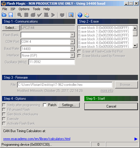 Flash Magic settings