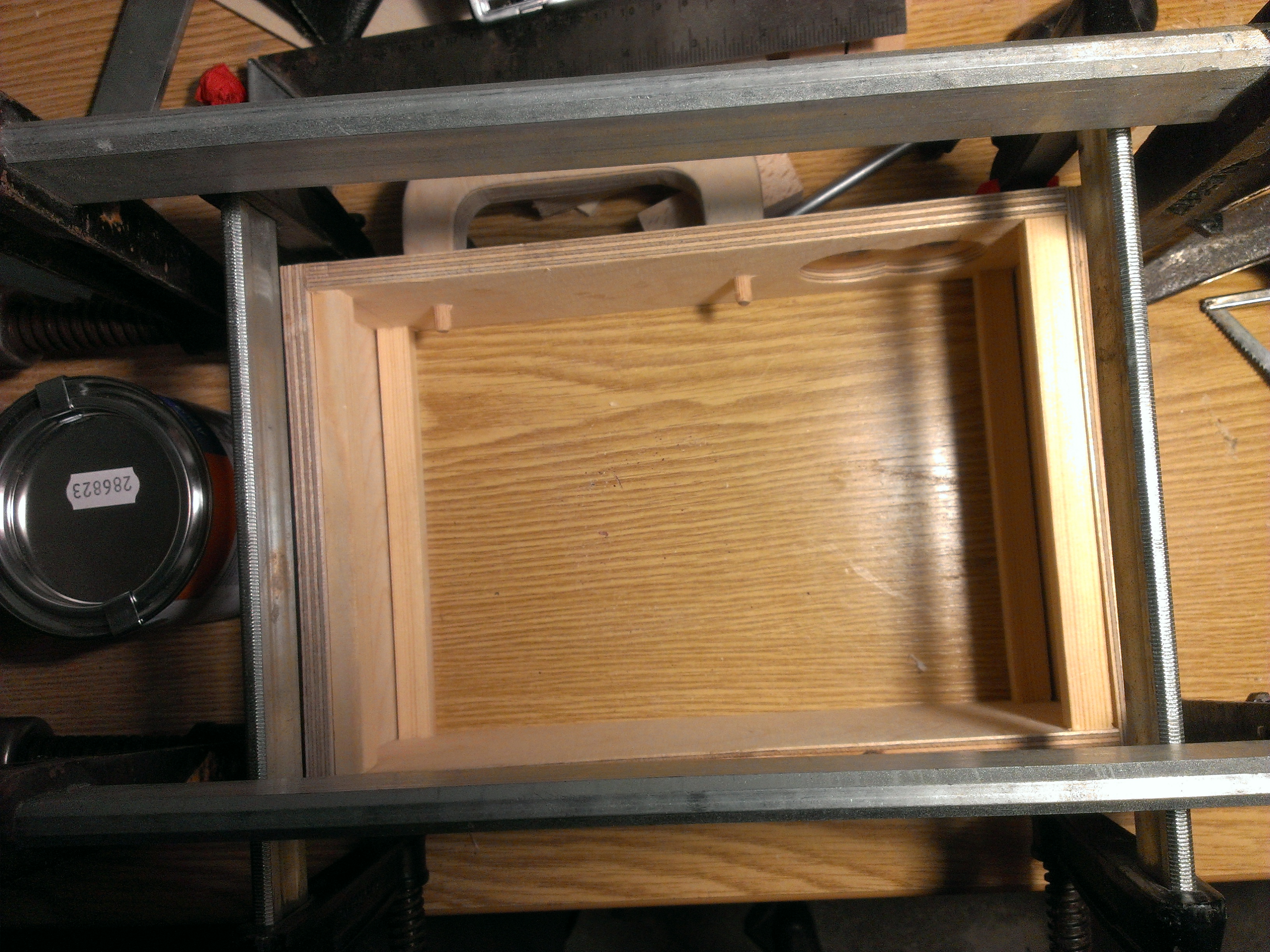 The frame for the wooden case while glueing