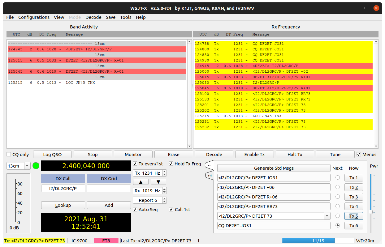 WSJT-X Operation on 13cm Band (QO-100)