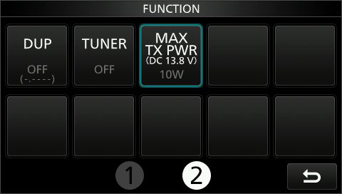 IC-705 FUNCTION Menu with Active TUNE button