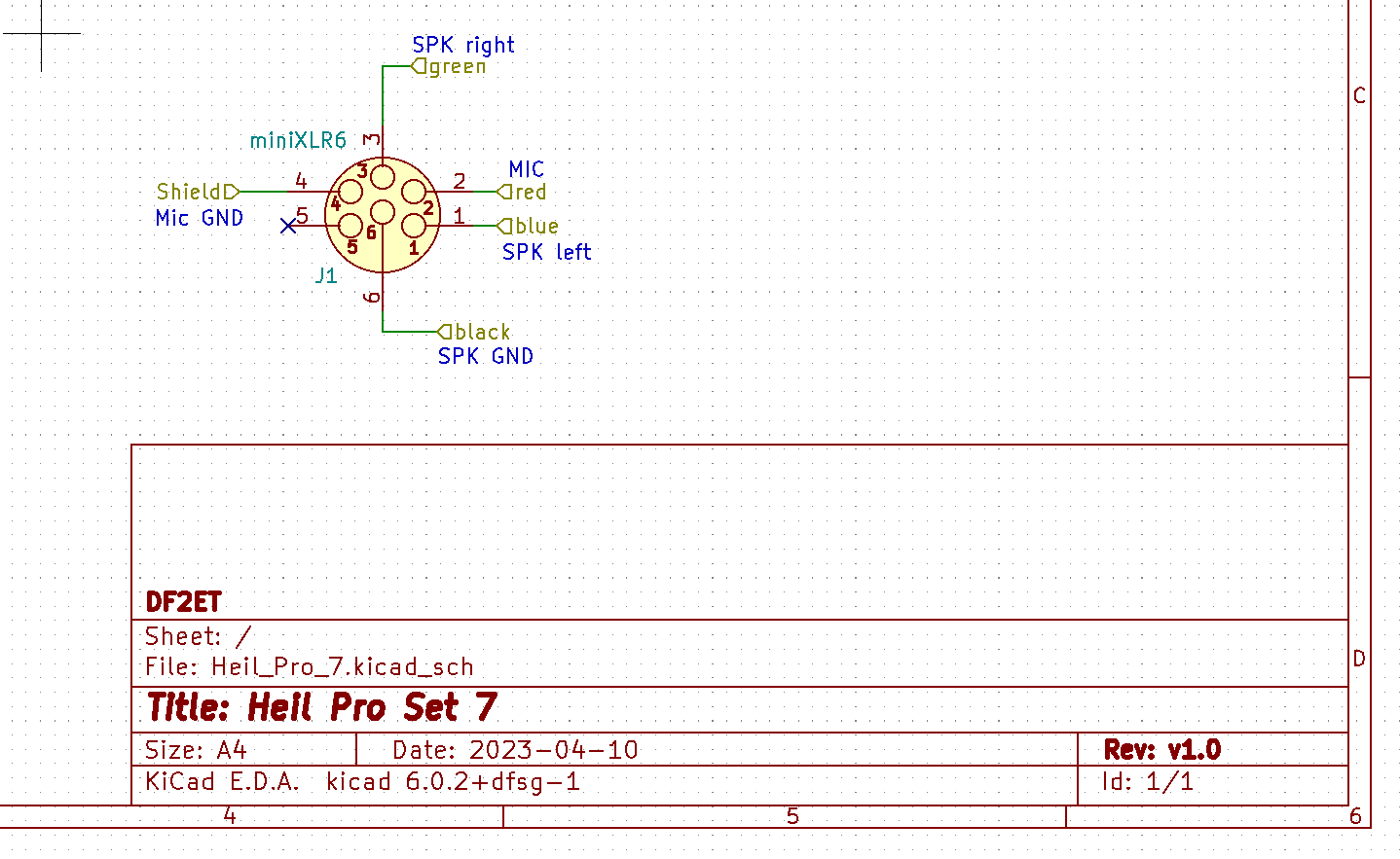 Pinout of miniXLR Connector on Heil Pro Set 7