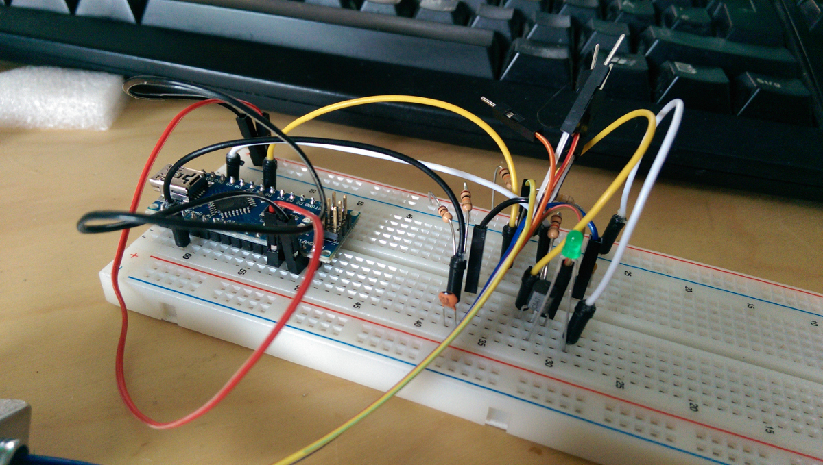The circuit on the bread board